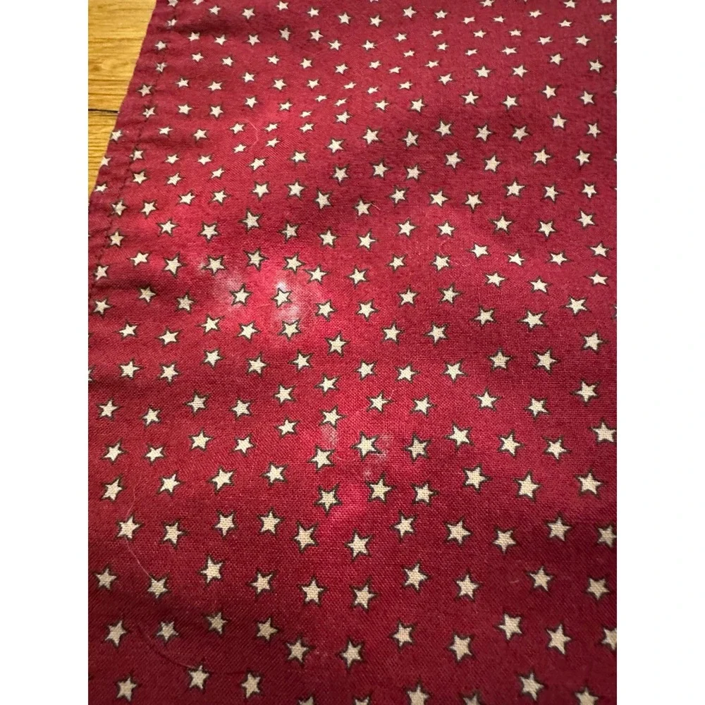 Vintage Reversible Cloth Placemats Set of 6 Burgundy Star Leaf Print Country Red